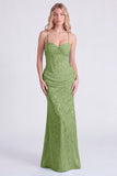 Mermaid Corset Jacquard Light Blue Bridesmaid Dress with Bow
