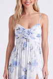 Light Blue A Line Floral Long Bridesmaid Dress with 3D Flowers
