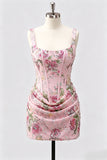 Black Corset Bodycon Sequin Floral Short Homecoming Dress