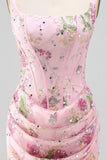 Black Corset Bodycon Sequin Floral Short Homecoming Dress