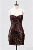 Burgundy Corset Bodycon Sequin Short Homecoming Dress