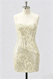 Burgundy Corset Bodycon Sequin Short Homecoming Dress