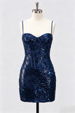 Burgundy Corset Bodycon Sequin Short Homecoming Dress