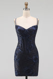Grey Corset Bodycon Sequin Short Homecoming Dress
