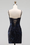 Grey Corset Bodycon Sequin Short Homecoming Dress