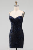 Grey Corset Bodycon Sequin Short Homecoming Dress