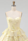 Daffodil A Line Floral Corset Tiered Ruffle Short Homecoming Dress