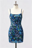 Lilac Bodycon Floral Sequin Appliqued Short Homecoming Dress