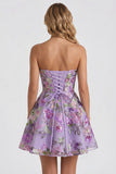Strapless A Line Sequin Short Black Homecoming Dress