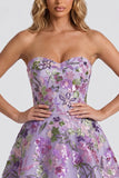 Strapless A Line Sequin Short Black Homecoming Dress