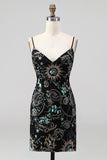 Green Bodycon Sequin Embroidered Short Homecoming Dress