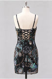 Green Bodycon Sequin Embroidered Short Homecoming Dress