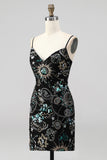 Green Bodycon Sequin Embroidered Short Homecoming Dress
