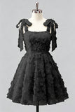 Dusty Rose 3D Floral Appliqued A Line Short Homecoming Dress with Beadings