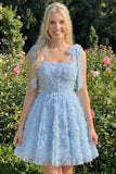 Dusty Rose 3D Floral Appliqued A Line Short Homecoming Dress with Beadings