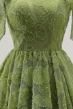 Dusty Rose 3D Floral Appliqued A Line Short Homecoming Dress with Beadings