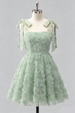 Dusty Rose 3D Floral Appliqued A Line Short Homecoming Dress with Beadings