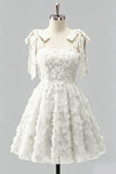 Dusty Rose 3D Floral Appliqued A Line Short Homecoming Dress with Beadings