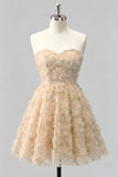 Sage Beaded Strapless A Line Short Homecoming Dress