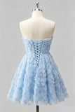 Sage Beaded Strapless A Line Short Homecoming Dress