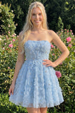 Sage Beaded Strapless A Line Short Homecoming Dress