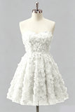 Sage Beaded Strapless A Line Short Homecoming Dress