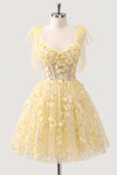 Lilac Sequin A Line Corset Short Homecoming Dress with 3D Flowers