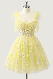 Lilac Sequin A Line Corset Short Homecoming Dress with 3D Flowers
