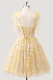 Lilac Sequin A Line Corset Short Homecoming Dress with 3D Flowers