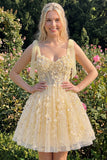 Lilac Sequin A Line Corset Short Homecoming Dress with 3D Flowers