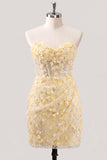Bodycon Corset Strapless Sequin Light Blue Homecoming Dress