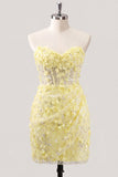 Bodycon Corset Strapless Sequin Light Blue Homecoming Dress