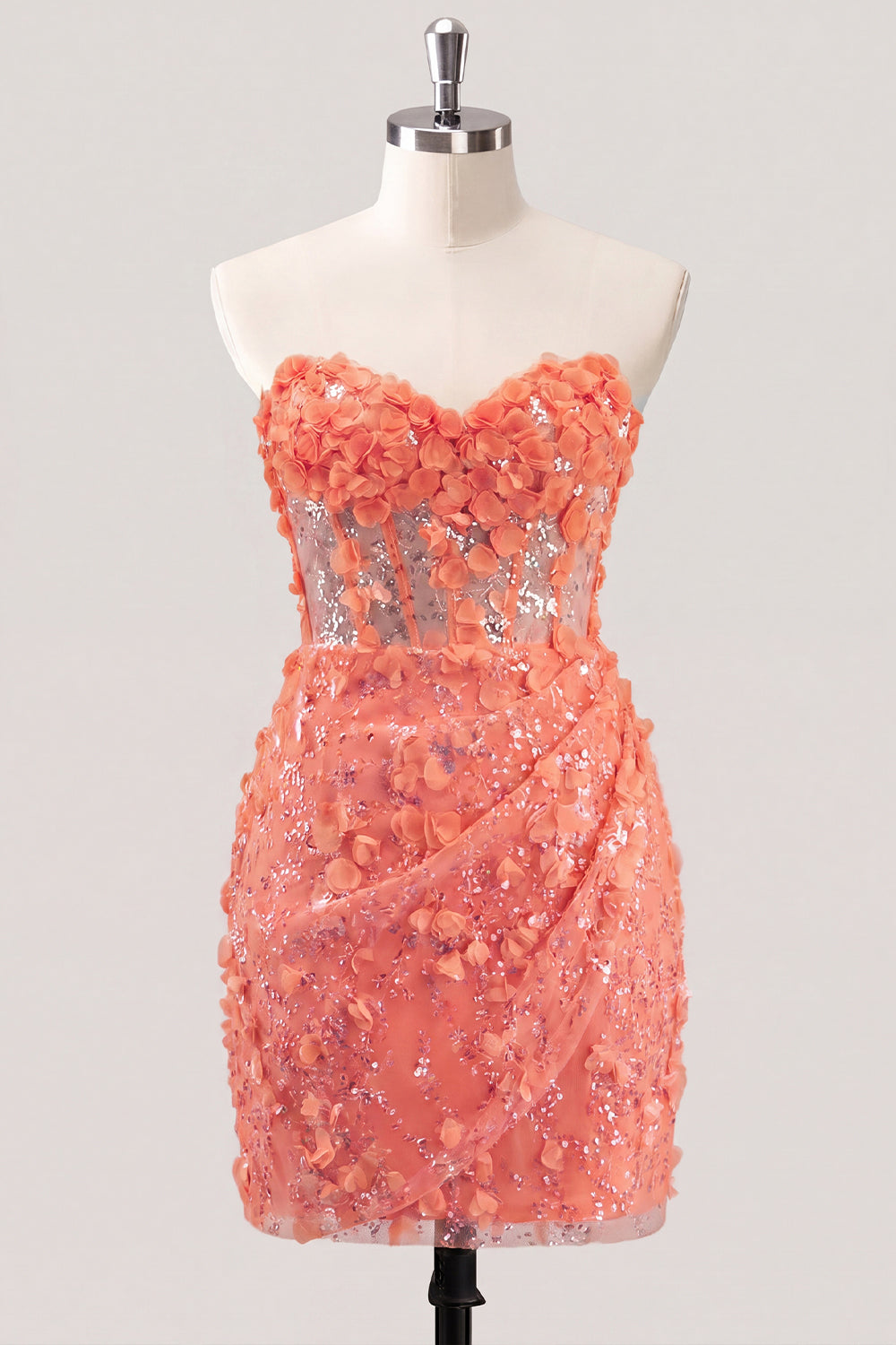 light orange homecoming dresses Short Sweetheart Dress with Sequins Neon / 6 this dress features a V WEDTREND Women Light Blue Bodycon