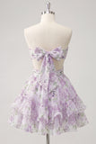 Sweetheart Light Green A Line Floral Short Homecoming Dress