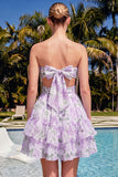 Sweetheart Light Green A Line Floral Short Homecoming Dress