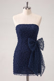 Lilac Bodycon Beaded Strapless Short Homecoming Dress
