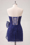 Lilac Bodycon Beaded Strapless Short Homecoming Dress