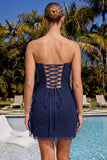 Lilac Bodycon Beaded Strapless Short Homecoming Dress