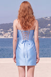 Lilac Strapless Bodycon Short Homecoming Dress with Bow