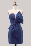 Lilac Strapless Bodycon Short Homecoming Dress with Bow