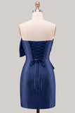 Lilac Strapless Bodycon Short Homecoming Dress with Bow
