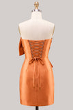Lilac Strapless Bodycon Short Homecoming Dress with Bow