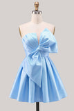 Strapless A Line Short Yellow Homecoming Dress with Lace-up Back