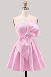 Strapless A Line Short Yellow Homecoming Dress with Lace-up Back