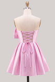 Strapless A Line Short Yellow Homecoming Dress with Lace-up Back