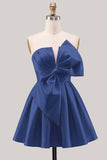 Strapless A Line Short Yellow Homecoming Dress with Lace-up Back