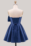Strapless A Line Short Yellow Homecoming Dress with Lace-up Back