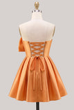 Strapless A Line Short Yellow Homecoming Dress with Lace-up Back