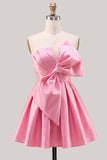 Strapless A Line Short Yellow Homecoming Dress with Lace-up Back