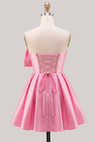 Strapless A Line Short Yellow Homecoming Dress with Lace-up Back